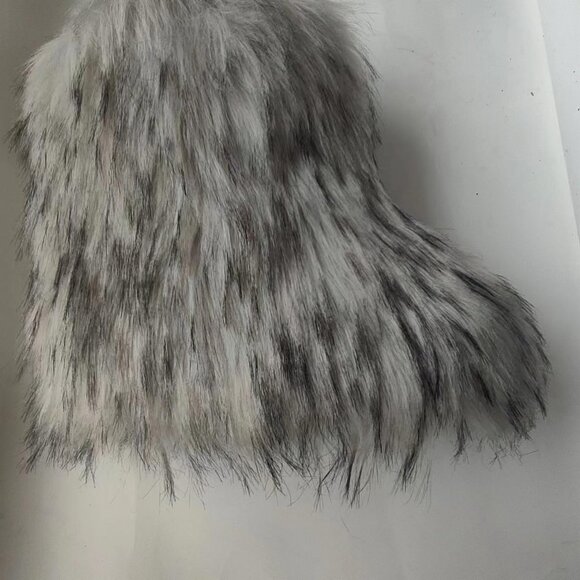 ⚡Women's Grey Faux Fur Warm Boot Furry Short Snow Boot Mid Calf Boots - Picture 5 of 6